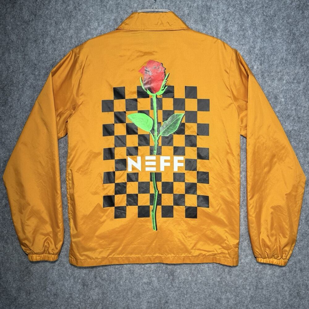 NEFF Jacket Windbreaker Size Small Yellow With Rose